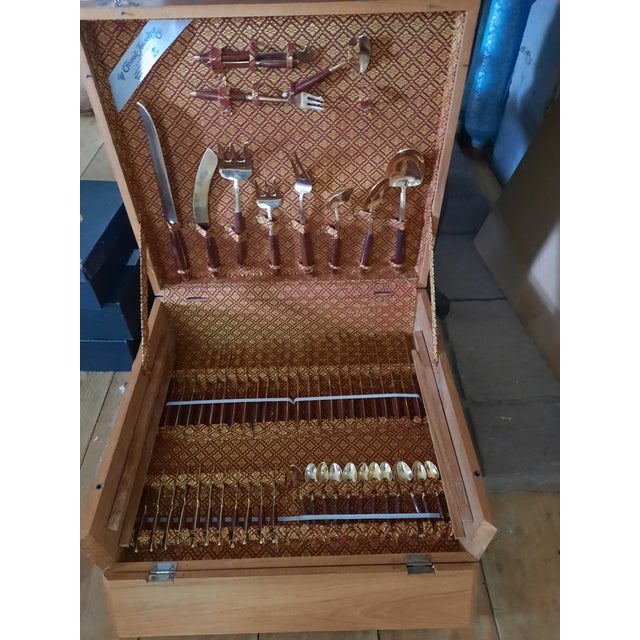 1970s Bangkok Thailand Bronze Silverware Flatware Set 136 Pieces