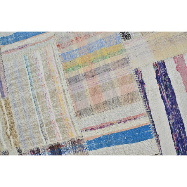 Off-white Off White Stripe Vintage Turkish Kilim Rug For Sale - Image 8 of 10