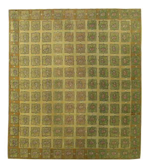 1900s Antique American Hook Floral Design Rug 9'7'' X 8'7''