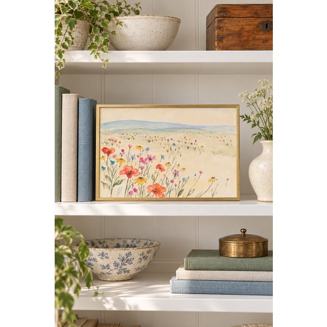French Country Wildflower Art Print – Floral Meadow Landscape, 12" X 8" For Sale - Image 3 of 7