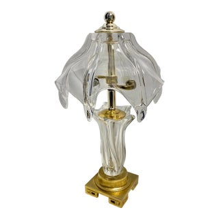 Hand Blown Glass and Brass Table Lamp For Sale