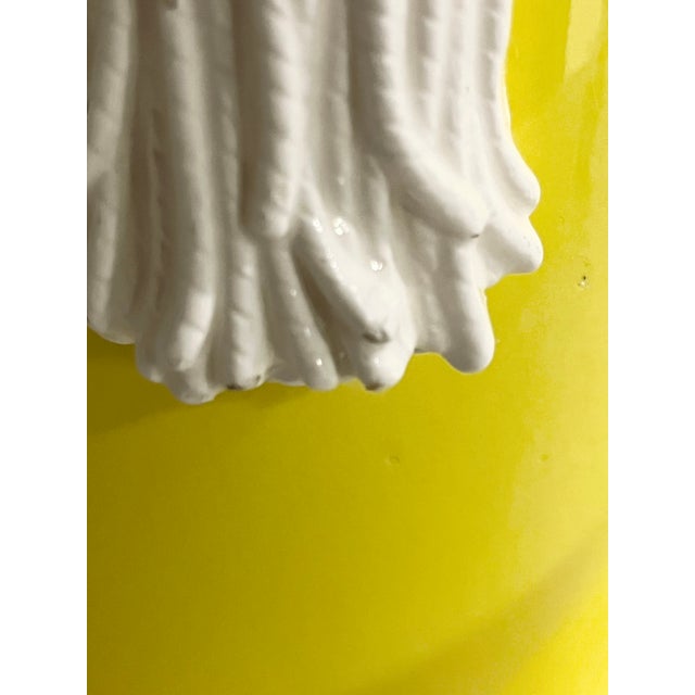 Vintage Pair Fitz and Floyd Large Size Yellow and White Tassel Cachepots For Sale - Image 15 of 17