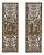 Pair Vintage Oriental Brown Figural Motif Rectangular Wood Panels For Sale