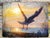 New Destinations by Christopher Clark | Oil and acrylic on wood panel Seagull flying at sunset For Sale - Image 4 of 4