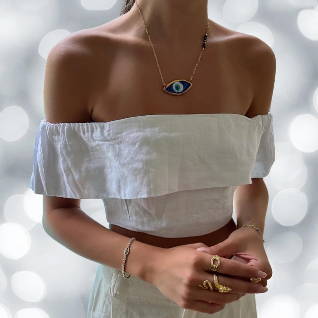 Early 21st Century Energy Anchor Evil Eye Pendant Necklace For Sale - Image 5 of 9