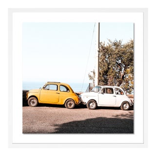 Positano Auto by Natalie Obradovich in White Framed Paper, Large Art Print For Sale