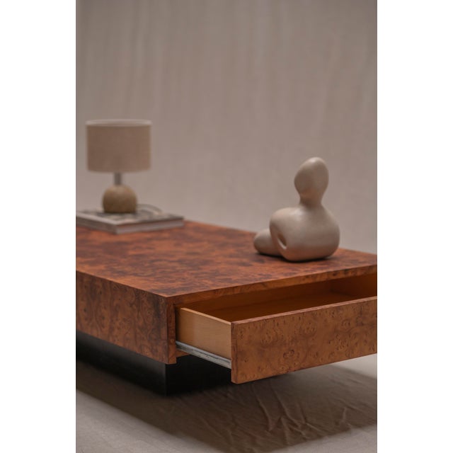 Vintage Burl Walnut Coffee Table by Jean-Claude Mahey, 1970s For Sale - Image 6 of 16