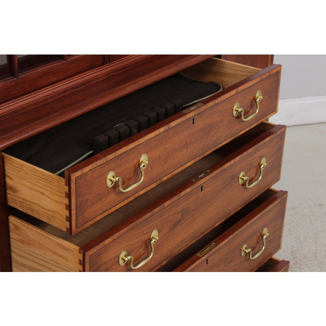 Brown Henkel Harris Model 2365 Cherry 2 Piece Breakfront For Sale - Image 8 of 18