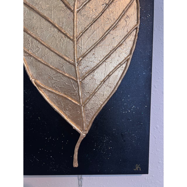 Original Gold Leaf Art on Canvas –“Timeless Leaf” by Alena Kalen 2025, Coa For Sale In Jacksonville, FL - Image 6 of 7