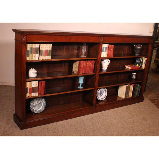 Tan 19th Century Large Mahogany Open Bookcase For Sale - Image 8 of 13