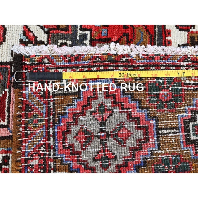 Vintage Persian Heriz Hand Knotted Wool Oriental Rug For Sale - Image 10 of 12