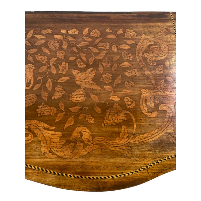 Chestnut Antique Edwardian Inlayed Desk 1900-1910 For Sale - Image 8 of 15