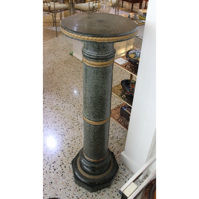 Antique 42" Green Marble Pedestal Italian For Sale - Image 10 of 11