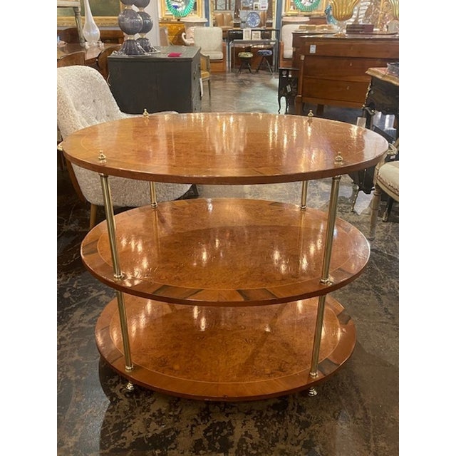 Brown MCM Walnut and Brass Occasional Table For Sale - Image 8 of 10