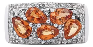 3.75 Carat Pear-Cut Orange Sapphire and Diamond Cluster 14k Gold Ring, Size 6.25