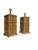 A set of 2 rectangular table lamps with a sculptural base constructed from vertical bamboo slats (pencil reed) framed by...