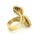 1980s Italian Modernist 18k Gold Blue & Orange Sapphire Diamond Bypass Ring, Circa 1980, Size 7.75 For Sale - Image 5 of 11