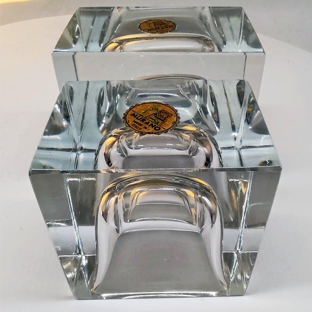Rectangular Transparent Ashtray in Murano Glass by Flavio Poli for Seguso, 1960s, Set of 2 For Sale - Image 9 of 10