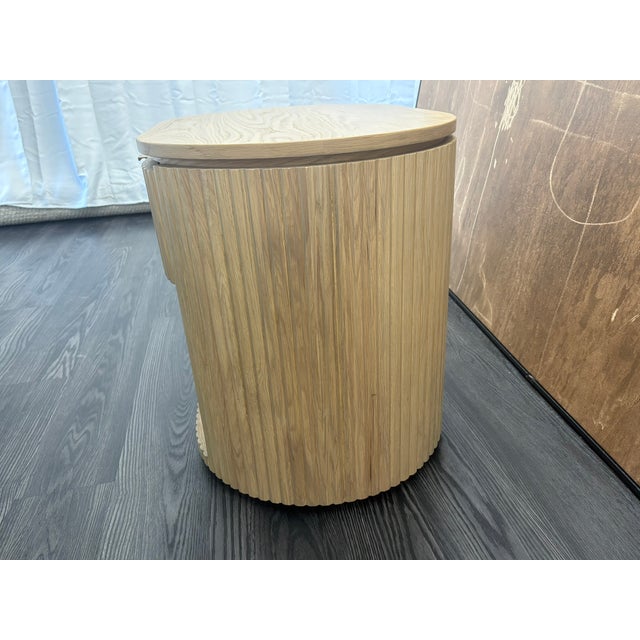 Wood Rh Byron Open Nightstand – 32" Light Oak | American White Oak | Reeded Detail | Soft-Close Drawer For Sale - Image 7 of 18