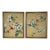 Vintage Original Hibiscus Bird Paintings Diptych Chinoiserie Gilt Frames For Sale