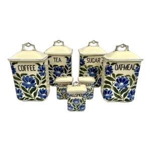 Antique Hand Painted Canister Set From Czechoslovakia