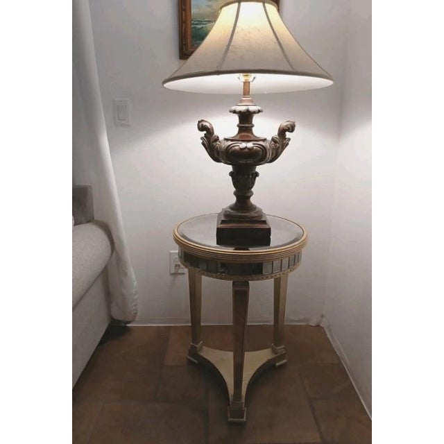 1950s Royal Edwardian Carved Urn Lamp Brown Bronzed Renaissance Avant-Garde W Shade For Sale - Image 9 of 16