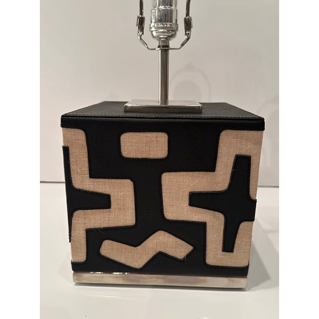 Tribal Mud Cloth Motif Table Lamps-a Pair For Sale In Philadelphia - Image 6 of 11