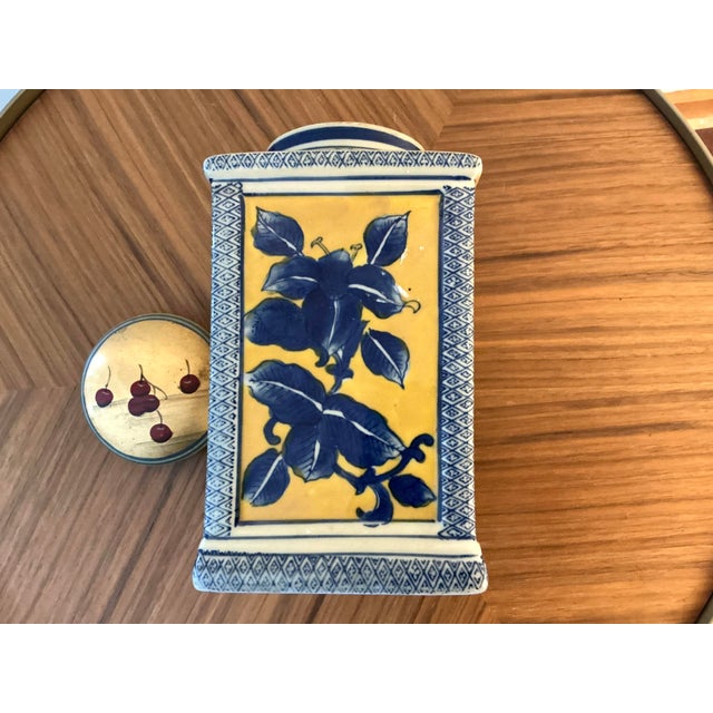 Vintage Chinese Hand-Painted Fruit Ginger Jar With Lid, 9” For Sale - Image 12 of 12