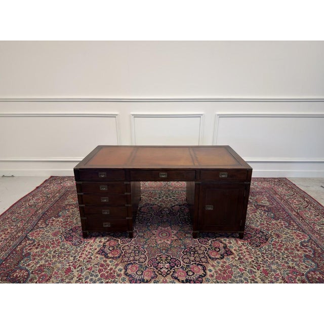 About this Classic English Campaign Style Desk Partnerdesk Classic and Elegant | Antique desks in English, Classic and...