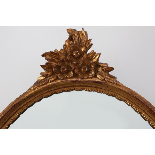 Wood 20th Century Louis XVI Giltwood Mirror with Ornate Crest, France, 1950s For Sale - Image 7 of 11