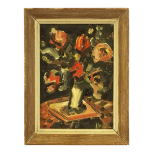 Early 20th Century Maria Modok "Flowers in Bloom" Impressionist Still Life Painting