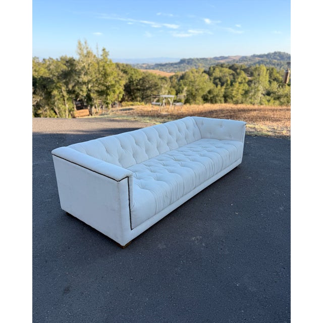 Restoration Hardware Kensington Tufted Sofas - Two (96") – Cream Upholstered – Excellent Condition For Sale - Image 10 of 12
