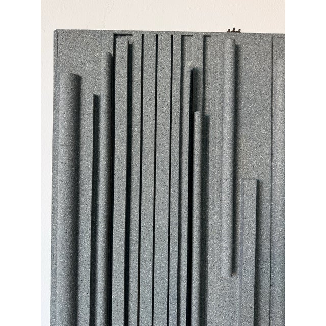 Gray 2002 Hank Hecht “Lines of Stone Grey” Mixed Media Geometric Abstract Wall Sculpture/ Sold For Sale - Image 8 of 11