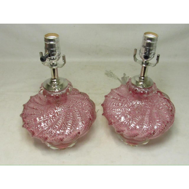 1950s 1950s Rose Murano Art Glass Lamps - a Pair For Sale - Image 5 of 13