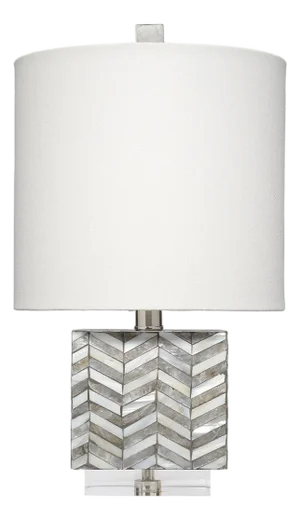 Jamie Young Garbo Mother of Pearl Table Lamp with Linen Shade, Grey