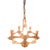 This Art Deco chandelier features a sculptural brass frame with a warm copper-toned finish. Five arms extend from the...