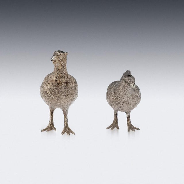 Vintage English Silver Pheasant Salt and Pepper Shakers from Asprey, 1970, Set of 2 For Sale - Image 6 of 18