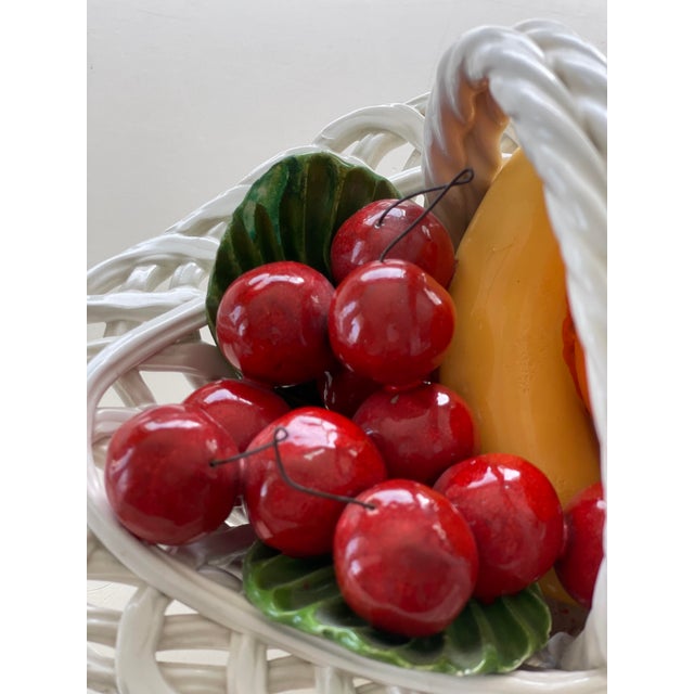 Late 20th Century Vintage Italy Bassano Pottery Fruit Bowl With Braided Rim & Handle For Sale - Image 5 of 13