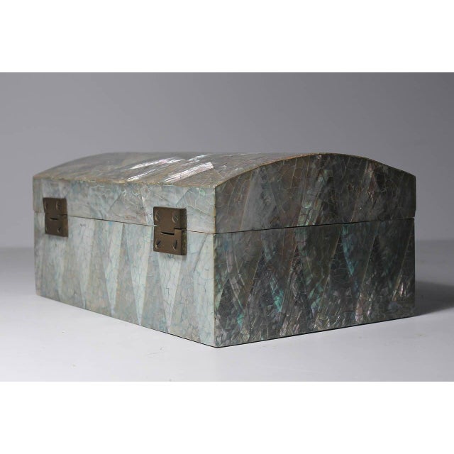 Pair of Vintage Crackled Abalone Jewelry Boxes / Karl Springer For Sale - Image 4 of 5
