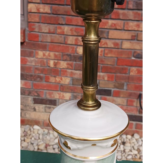 Vintage "Rembrandt Co." Neoclassical Torchieres Lamps Table Top, Faces, Blue and White Signed - a Pair For Sale - Image 4 of 12