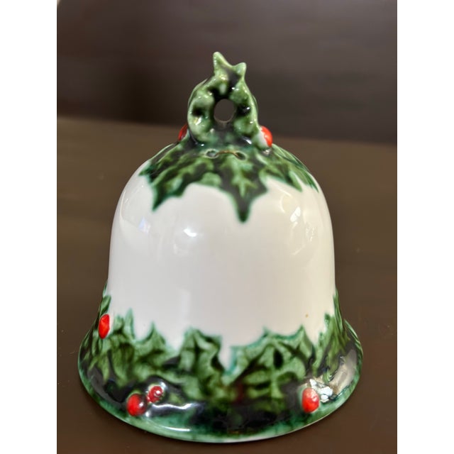 Traditional Vintage 20th Century Porcelain Holly Berry Christmas Bell/ Ornament For Sale - Image 3 of 7