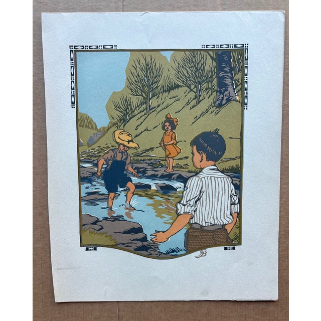 Up for sale is this original Gustave Baumann color woodcut print, a plate from James Whitcomb Riley's book of poetry, "All...