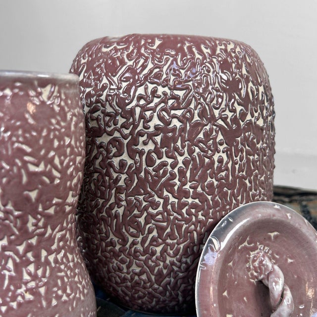 An exceptional and rare Japanese tea ceremony set (ca. 1950–1970), consisting of three meticulously crafted ceramic...