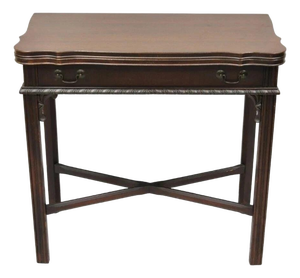 Antique Georgian Chippendale Mahogany Convertible Flip Top Console Game Table