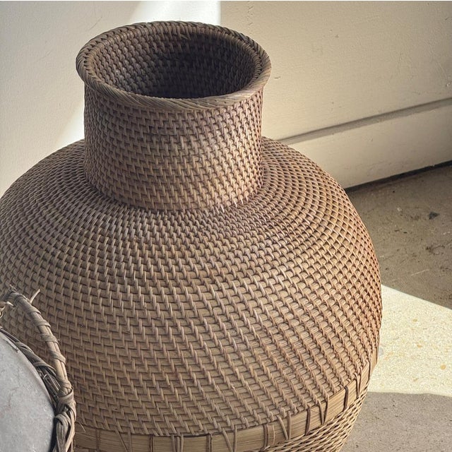 Indonesian Wickerwork Jar Basket For Sale - Image 9 of 18