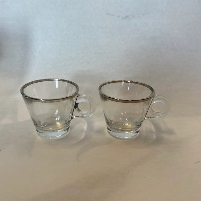 Modern Pair of Dorothy Thorpe Style Silver Rimmed Espresso Cups For Sale - Image 3 of 5