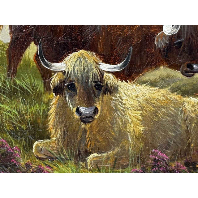 Victorian Oil Painting Morning Mist at Ben Lawers ⛰️ Highland Cattle Beside Loch Tay C1880 Framed For Sale - Image 13 of 18