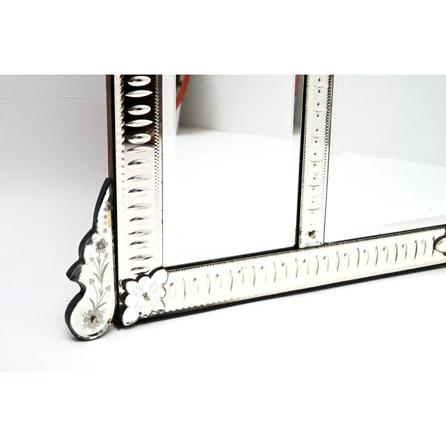 Glass Large Antique Italian Venetian Etched Glass Mirror, 1900 For Sale - Image 7 of 12