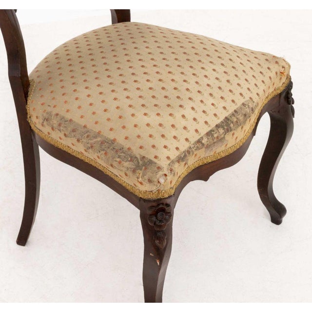 Brown Victorian Silk Upholstered Walnut Side Chairs, 2 For Sale - Image 8 of 10