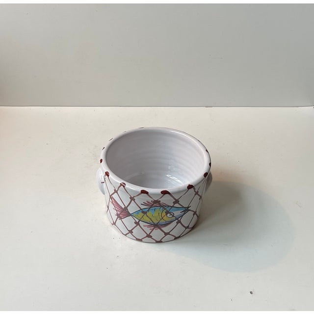 Mid-Century Modern Italian Hand-Painted Ceramic Planter with Seahorse, 1960s For Sale - Image 3 of 7